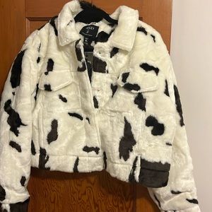 Cow print cropped jacket